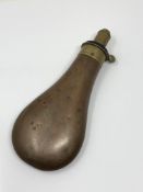 A 19th century brass and copper powder flask by James Dixon & Sons,