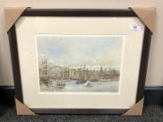 After Tom MacDonald : The Tall Ships, Newcastle, reproduction in colours, signed in pencil,