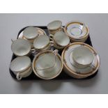 A tray containing approximately 37 pieces of antique Crescent tea china.