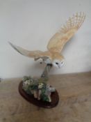 A Border Fine Arts figure of a Barn owl in flight by R T Roberts, limited edition number 312/600,