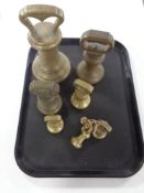 A set of ten brass antique graduated weights by R.W.