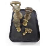 A set of ten brass antique graduated weights by R.W.