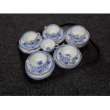 Six Minton Hardwicke Hall china trios.