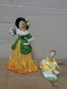 A Royal Doulton figure - Picnic HN 2308 and a further floral bone china figure - Amber