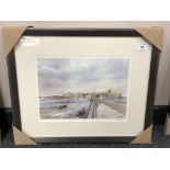 After Tom MacDonald : The Mouth of the Tyne, reproduction in colours, signed in pencil,