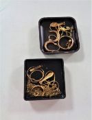 A small quantity of gold jewellery including earrings, ring,