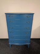 A mid 20th century painted six drawer chest with brass drop handles