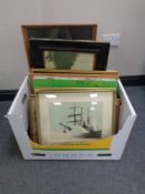 A box containing 20th century Continental school, framed and unframed oils, watercolour study,