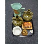 A tray of china, Portmeirion, Brentleigh ware vase,