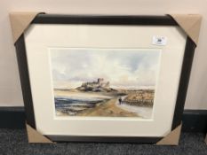 After Tom MacDonald : Bamburgh Castle, reproduction in colours, signed in pencil, 21 cm by 30 cm,