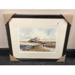 After Tom MacDonald : Bamburgh Castle, reproduction in colours, signed in pencil, 21 cm by 30 cm,