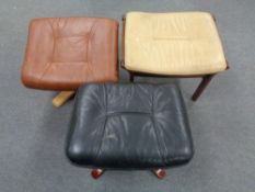 Three leather topped footstools