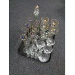 A tray of assorted glass ware,