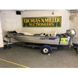 A Linder 400 Sportsman aluminium boat, length 4.01 metres, beam 1.