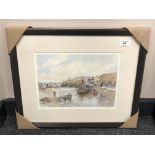 After Tom MacDonald : Seahouses, reproduction in colours, signed in pencil, 21 cm by 30 cm, framed.