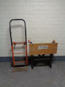 A Black and Decker workmate together with a Workmaster sack barrow