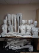 A large quantity of female shop mannequin parts