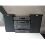 A Sony hifi stereo system with speakers