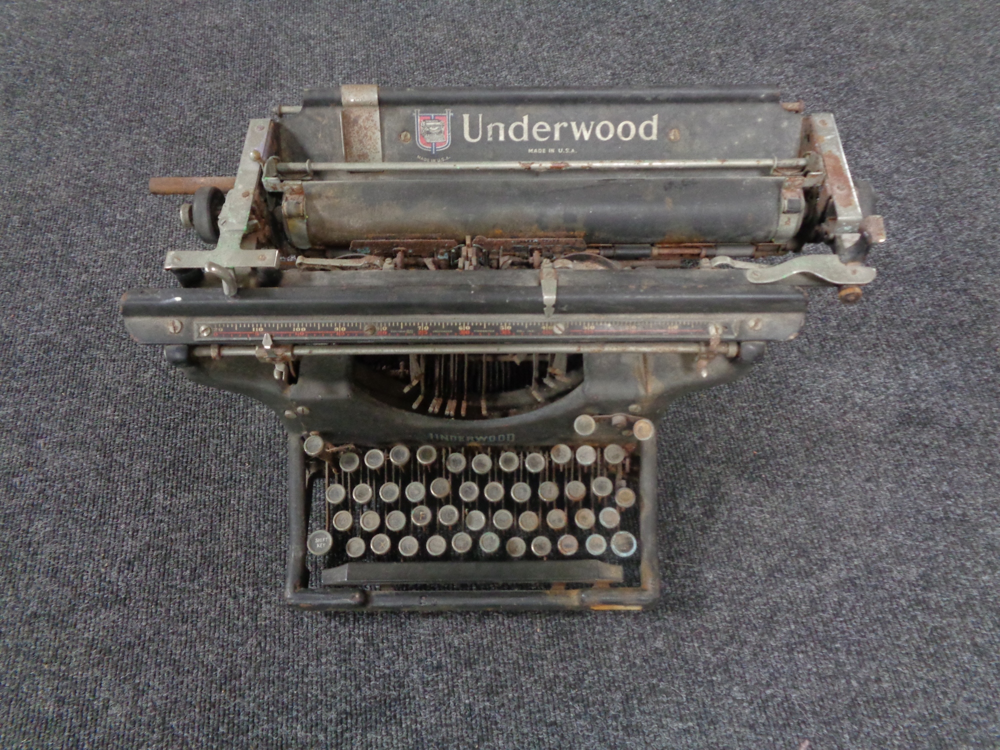 A vintage Underwood typewriter.