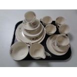 A tray containing approximately 31 pieces of Alfred Meakin tea china.