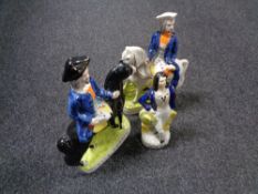 Three Staffordshire flat backed figures - Jack Tar,