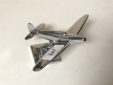 A 20th century chrome mascot in the form of a spitfire