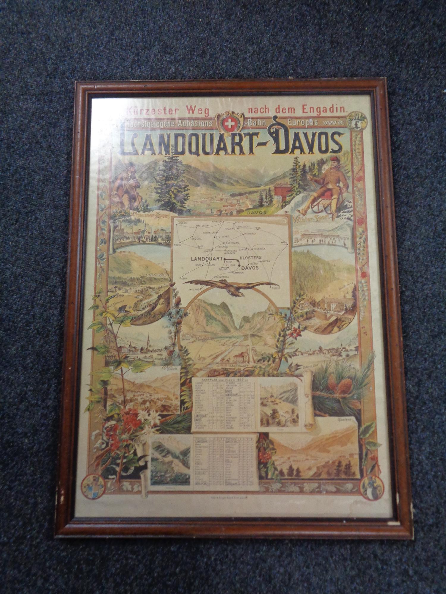 A framed 20th century colour Swiss tourist promotional poster.