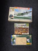 Five boxed plastic modelling kits to include Airfix Wellington B.