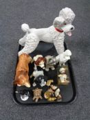 A tray containing assorted animal ornaments to include Wade Whimsies, Walt Disney, Minnie Mouse,