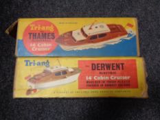 Two boxed Triang 14" cabin cruisers to include Thames Clockwork number 413.