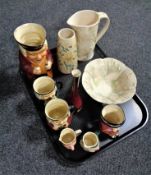 A tray containing six assorted Toby jugs to include Sandland ware and Shorter & Son,