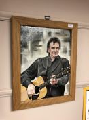 David Walker (Contemporary Gateshead Artist), Johnny Cash, oil on board, signed DW14, 42cm by 31cm.