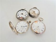 Four nineteenth century silver pocket watches.