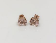 A pair of 9ct rose gold pink morganite earrings.