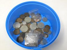 A small quantity of mainly British copper coins, some silver, Diana commemorative crown etc.