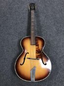 A vintage Hofner Senator acoustic guitar,