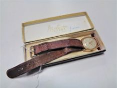 A gent's vintage 9ct gold Bentima wristwatch in original box