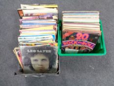 Two crates containing vinyl LPs to include Bing Crosby, Cliff Richard, Leo Sayer etc.