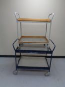 Two 20th century tubular metal two-tier trolleys