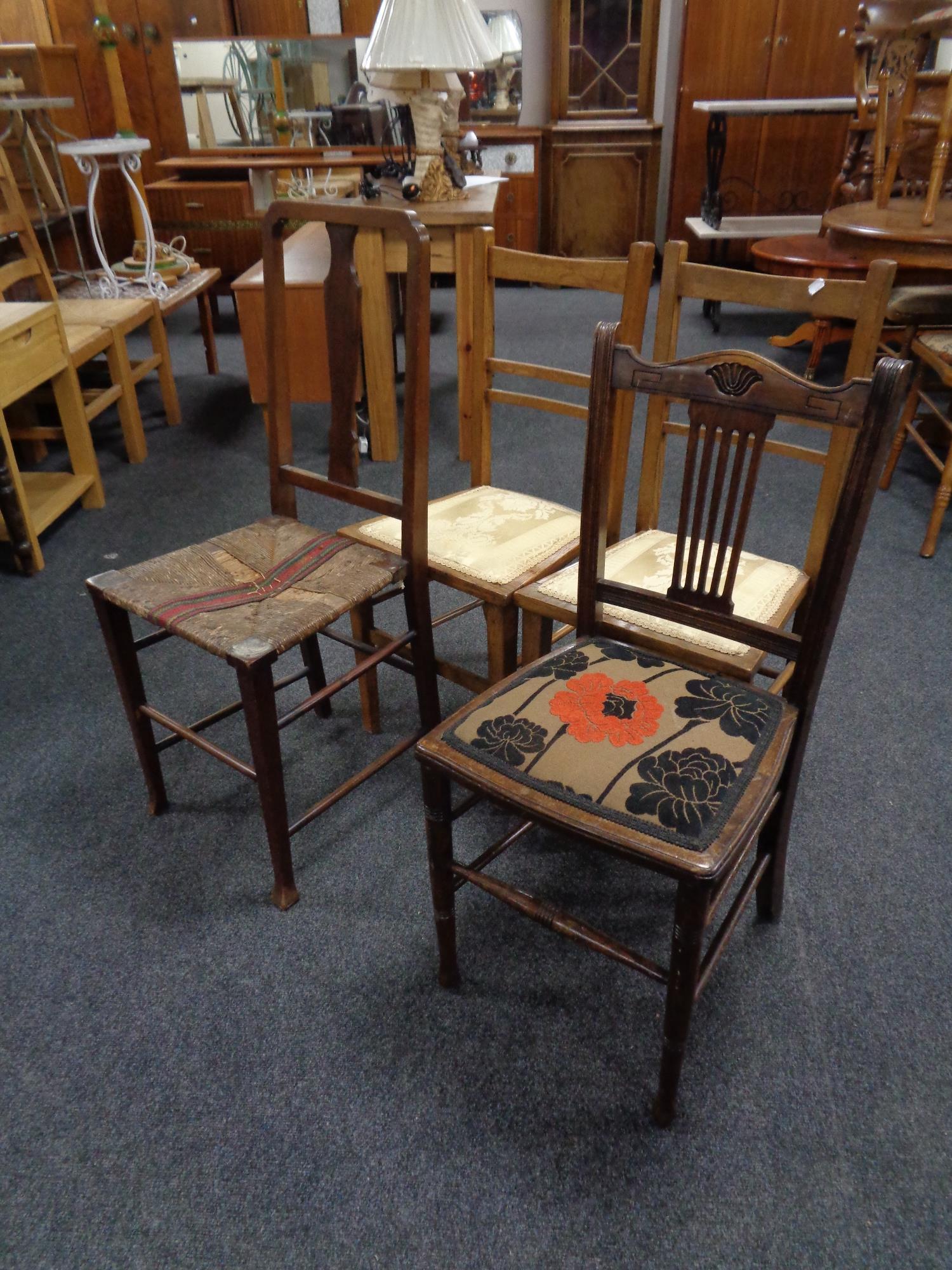 Four Edwardian bedroom chairs.