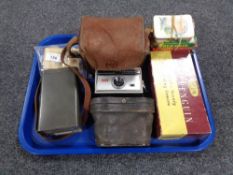 A quantity of antique Kensitas cigarette silks, pair of field binoculars, Brownie camera,