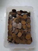A tub containing large quantity of pre decimal British coinage to include one penny pieces,