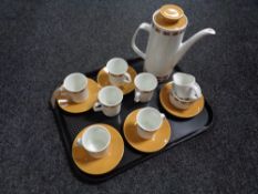 A tray of fifteen piece J & G Meakin studio pottery coffee set