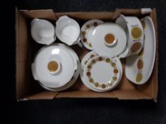A box containing a J&G Meakin dinner service.