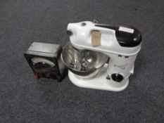 A mid 20th century Kenwood Chef food mixer with bowl and accessories,
