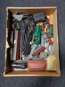 A box of Hornby Triang engines, rolling stock,