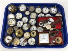 A large collection of antique and later pocket watches, examples in silver, white metal,