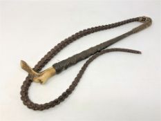 A 19th century antler-handled riding whip