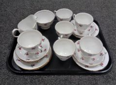 A tray of twenty piece Colclough bone china rose patterned tea service