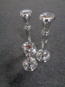 A pair of silver tapered stem candlesticks, height 29 cm,